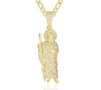 QYYZTQY Latón Chapado En Oro Circonita San Judas Colgante San Judas Religioso San Judas Tadeo Medalla Cadena Oro Laminada, Estándar, Latón, Circón