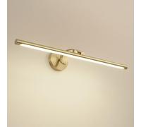 QYYZTQY LED Bathroom Vanity Light Brass Mirror Cabinet Lamp Frame Picture Lighting, Linear Vanity Wall 270° Rotation Mirror Front Lamp 3 Color Mode Gallery Picture Lights