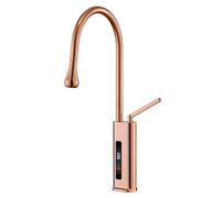 QYYZTQY LED Digital Display, Faucet with Pull Down Sprayer, Single Handle Kitchen Mixer Sink Taps, Gray Shower Head