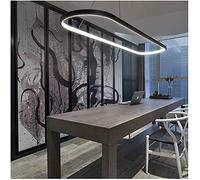 QYYZTQY Led Hanging Pendant Lights, 1-Ring Oblong Flush Mount Chandelier, Cold White(Color:Black)