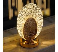 QYYZTQY LED Table Lamp Gold Bedside Light Small Night Stand Lighting Fixture Oval Desktop Nightstand Lamp Accent Lamp Golden Night Lights for Living Room, Office, Dorm
