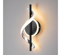 QYYZTQY LED Wall Sconces Indoor, 12W LED Wall Mount Lights, Spiral Wall Lamp, Bedside Wall Lamps, 3000K Warm White Wall Light Fixture for Stairs Living Room Bedroom Aisle Hallway (Warm White, Black)
