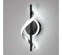 QYYZTQY LED Wall Sconces Indoor, 12W LED Wall Mount Lights, Spiral Wall Lamp, Bedside Wall Lamps, 6000K Cold Wall Light Fixture for Stairs, Living Room, Bedroom, Aisle, Hallway (Cold White, Black)