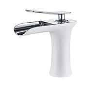 QYYZTQY Lever Single Hole Bathroom Basin Sink Mixer Tap, Spout, Waterfall Faucet Short, Silver(White Silver)