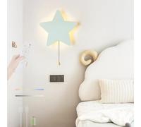 QYYZTQY Light Indoor Pull Cord Lamp with Remote Control Dimmings Battery Powered Wall for Children’s Bedroom Nursery Decoration (A)