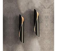 QYYZTQY Light Up Down, 2pcs Lamp Indoor Wall Lighting Fixture, Aluminum Headboard Lights Night Lamps for Living Room Hallway Bedroom Bedside Home Decoration (Color : Black)