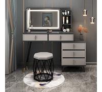 QYYZTQY Lighted Mirror, Makeup Vanity Storage Shelves and Drawers, Dressing Table with Cushioned Stool, for Girl Bedroom Furniture,100cm/39.3in