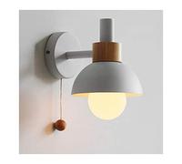 QYYZTQY Lighting Fixture, Nordic Lamp, Metal and Wooden with Pull Bedside Reading Wall Light for Bedroom, Living Room, Aisle, Corridor,Yellow (Color : White)