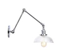 QYYZTQY Lighting Industrial Vintage Wall Sconces Adjustable Swing Arm Wall Light Lamp Fixture with Clear Globe Shade for Bedroom Living Room Restaurant Barn Warehouse