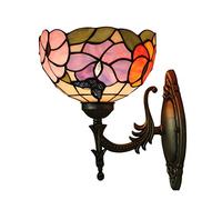 QYYZTQY Lighting Style Wall Lamp 7.8Inch Butterfly and Flowers Stained Glass Wall Lighting Fixtures for Living Room, Bedroom, Corridor, Art Craft Gift