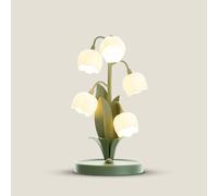 QYYZTQY Lily of The Valley Table Lamp Nordic Flower Night Stand Light Green Metal Bedside Table Lamp G4 Nightstand Lamps for Bedroom Living Room Office Floral Column Table Lights