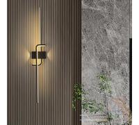 QYYZTQY Linear Long Sconces with Remote Control Light 2700K-6500K Dimmable Wall Lamp Aluminum/Silicone Black Indoor Decorative for Hallway Living Room (60cm,Black)