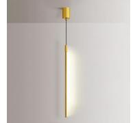 QYYZTQY Linear Pendant Lighting Gold Long Tube Hanging Lamp Minimalist Chandelier Ceiling Light Golden Metal Suspension Lights for Living Room Bedroom Bedside Office Restaurant
