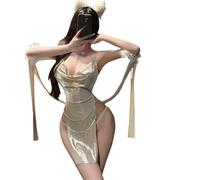 QYYZTQY Lingerie Dress for Women Outfit Cosplay Costume Exotic Satin Hanfu High Slit Chinese Cheongsam Fairy Bridal Cute Anime Roleplay Chain Babydoll Arabian Thong