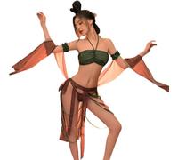QYYZTQY Lingerie for Women Dress Outfit Anime Cosplay Bikini Costume Exotic Princess Roleplay Chinese Style Cheongsam Sleepwear Egyptian Halter Bra Long Skirt Thong Set