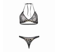 QYYZTQY Lingerie Set for Women Mesh Bra and Thong Set with Gold Rhinestone Daddy Kiss Me Naughty Outfit Babydoll Sleepwear
