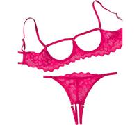 QYYZTQY Lingerie Sheer Bra and Panties Set Floral Lace Mesh Babydoll 2 Piece Underwire Bralette Strappy G-String