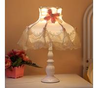 QYYZTQY Little Girl Side Table Lamp White Vintage Victorian Table Lamp Princess End Lamp Kids Bedside Lamps for Bedrooms Nursery Nightstand Lamp for Children Room Entryway Home Office Living Room