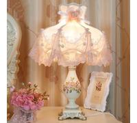 QYYZTQY Little Girls Bedside Table Lamp Milk White Vintage Victorian Kids Table Lamp French Farmhouse Princess End Lamp Rustic Retro Nightstand Lamp for Children Bedroom Living Room Office Home