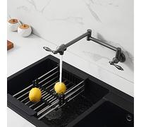 QYYZTQY ller Commercial Wall Mount Folding Stretchable Brass Faucet with Double Joint Swing Arms Single Hole Two Handles, Kitchen Sink FA