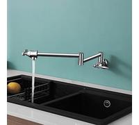 QYYZTQY ller Commercial Wall Mount Folding Stretchable Brass Faucet with Double Joint Swing Arms Single Hole Two Handles, Kitchen Sink FA