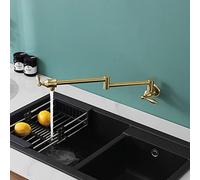 QYYZTQY ller Commercial Wall Mount Folding Stretchable Brass Faucet with Double Joint Swing Arms Single Hole Two Handles, Kitchen Sink FA