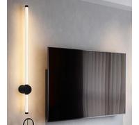 QYYZTQY Long Linear Lights Aluminium Acrylic Indoor Black/Gold Nordic Industrial Wall Lamp 350° Rotatable for Bedroom Living Dining Room (75cm,Gold White Light)