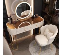 QYYZTQY Luxury Dressing Table Set with Smart Mirror Glass Top Makeup Desk Storage Drawers Elegant Vanity Furniture for Bedroom Grey Cm 47 Inches,White,120cm/47in