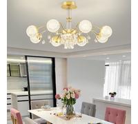 QYYZTQY Luxury Gold Chandelier, 6/8 with Acrylic Shade, Mid Century Globe Pendant Lamps, Metal Iron Hanging Fixtures For Dining Room Hotels Hall Way Light