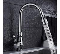 QYYZTQY Luxury Pull out Sink Faucet Brass 360 Swivel Spray Kitchen Single Hole Water Tap with Aerator Cozinha Deck Mounted,Chrome Star of Light