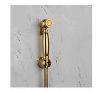 QYYZTQY Luxury Shiny Titanium Gold Brass Faucet Kit with Square Shattaf Shower Head and Copper Valve Single Cold Handheld Bidet Sprayer for Toilet Douche Set