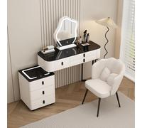 QYYZTQY Makeup Vanity Table with 3 Lighting Modes Dressing Table with Drawers Velvet Chair for Girls & Women Stylish Bedroom Furniture for Beauty Routine