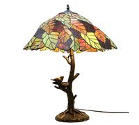 QYYZTQY Maple Leaf Pattern Table Lamp Handmade Bedside Table Lamp Art Stained Glass Lampshade for Bedside Bedroom Living Room Light Needed