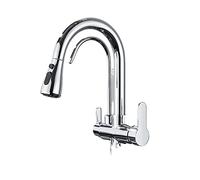 QYYZTQY Matte Black Kitchen with Pull out Spray and Rotat 3 Way Water Filter Tap Smart Faucet for Sink Mixer Chrome Finish
