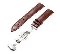QYYZTQY Matte Leather Watch Strap, 20mm-21mm Green and Dark-Brown - Soft Wrist Band for Watches
