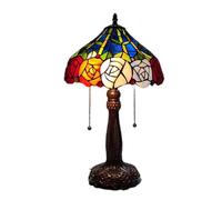 QYYZTQY Mediterranean Desk Lamp Retro Colored Glass Table Lamps Bar Bedroom Bedside Lamp European Rose Pastoral Color Carving Decorative Warm as Ever