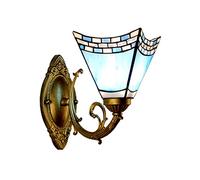 QYYZTQY Mediterranean Style Wall, 7.8Inch Stained Glass Luxurious Wall Lamp Retro Iron Light Fixtures for Bedroom, Living Room, Bathroom, Hallway Indoor