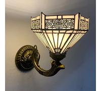 QYYZTQY Mediterranean Style Wall Lamp 7.8Inch Stained Glass Wall Lamp Victorian Decorative Wall Light Fixtures for Bedroom, Hotel, Living Room, Mirror Front Lamp