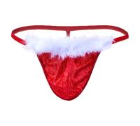 QYYZTQY Men's Thong Funny Christmas G-String Reindeer Elk Santa Hat Novelty Xmas Joke Gag Gift Bulge Pouch Mankini