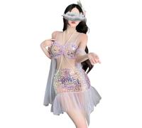 QYYZTQY Mermaid Outfit for Women Lingerie Costume Bikini Sparkle Skirt Dress Top Anime Princess Maid Swim Cosplay Bodysuit Underwear Roleplay Halloween Rave Party Outfits Babydoll Thong Set Pink
