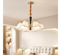 QYYZTQY Mid Century 3/6 Light Chandeliers Light Retro Gold Pendant Light Fixtures with Fabric Shade 11.81" Height Adjustable Pendant Lamp Metal Copper Hanging Lamp For Kitchen Island Dining Room