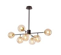 QYYZTQY Mid-Century Glass Chandelier Vintage Adjustable Globe Pendant Light Farmhouse Industrial Hanging Lamp Fixture for Bedroom Kitchen Island Dining Living Room (Color : Smoke
