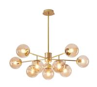 QYYZTQY Mid-Century Glass Chandelier Vintage Adjustable Globe Pendant Light Farmhouse Industrial Hanging Lamp Fixture for Bedroom Kitchen Island Dining Living Room (Color : Smoke