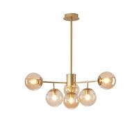 QYYZTQY Mid-Century Glass Chandelier Vintage Adjustable Globe Pendant Light Farmhouse Industrial Hanging Lamp Fixture for Bedroom Kitchen Island Dining Living Room (Color : Smoke