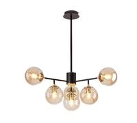 QYYZTQY Mid-Century Glass Chandelier Vintage Adjustable Globe Pendant Light Farmhouse Industrial Hanging Lamp Fixture for Bedroom Kitchen Island Dining Living Room (Color : Smoke