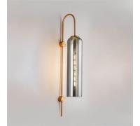 QYYZTQY Mid Century Smoke Gray Glass Gold Long Arm Nordic Farmhouse Industrial Light for Bedroom Bedside Living Hallway Dining Room Wall Mounted Lamp with E26/ Base(Black)