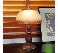 QYYZTQY Mid Century Table Lamp for Office Reading LED Desk Lamp USB ed Wood Grain Milk Glass Table Lamp Vintage Farmhouse Bedside Nightstand Lamp for Living Room Kids Bedroom Home