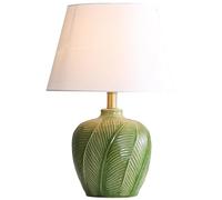 QYYZTQY Mid Century Table Lamp Green Glass Leaf Ceramic Table Lamp for Bedroom Vintage Bedside Nightstand Lamp Nordic Rustic Porcelain End Lamp for Living Room Desk Entryway Home Office