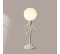 QYYZTQY Mid Century Table Lamp Pink Bow Cute Table Lamp Girls Room Milk White Globe Kids Bedside Nightstand Lamp Vintage Princess End Desk Light for Children Bedroom Nursery Room