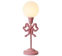 QYYZTQY Mid Century Table Lamp Pink Bow Cute Table Lamp Girls Room Milk White Globe Kids Bedside Nightstand Lamp Vintage Princess End Desk Light for Children Bedroom Nursery Room